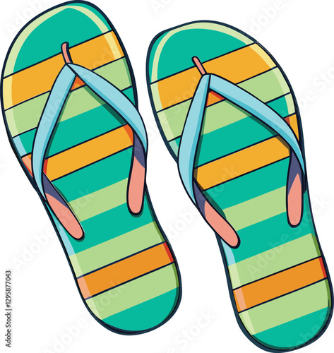 Stylish Summer Flip-Flop Vector Illustration: Perfect for Beachwear and Vacation-Themed Designs