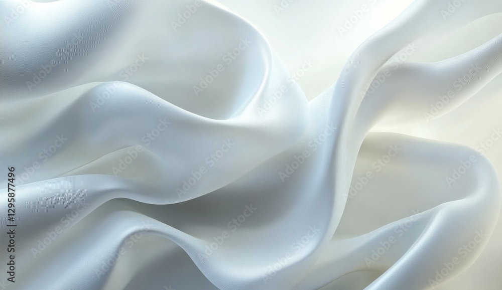 Fototapeta premium White silk fabric drapes, studio shot, showcasing texture and folds