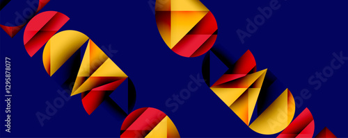 Abstract geometric pattern with intersecting circles and triangles in gradients. The high-contrast composition creates depth and a dynamic, modern aesthetic