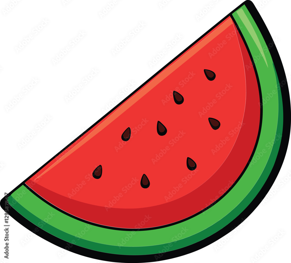 Juicy Watermelon Slice Vector Illustration: Perfect for Summer and Refreshing Fruit-Themed Designs Juicy Watermelon Slice Vector Illustration: Perfect for Summer and Refreshing Fruit-Themed Designs