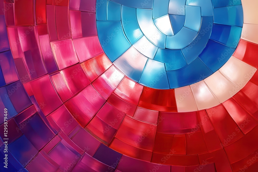 Obraz premium Red, blue, pink mosaic ceiling; interior design