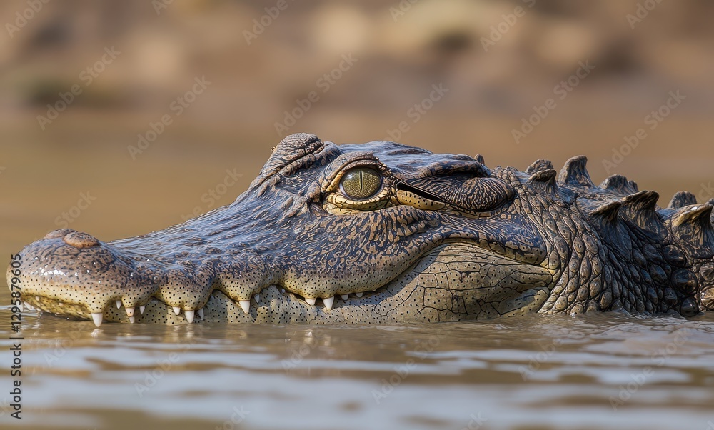 Close-Up of a Majestic Crocodile Emerging from the Water in Natural Habitat with Rich Textures and Intricate Details Captured in Stunning Clarity Close-Up of a Majestic Crocodile Emerging from the Water in Natural Habitat with Rich Textures and Intricate Details Captured in Stunning Clarity