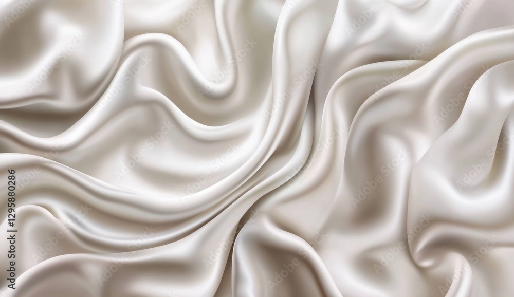 Fototapeta premium Luxurious cream silk fabric draped, studio shot