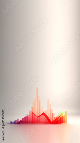 Obraz na płótnie A vertical image featuring a red pastel graph on a minimalist background, symbolizing business analytics and data visualization. financial trends, business reports, and statistical analysis w salonie