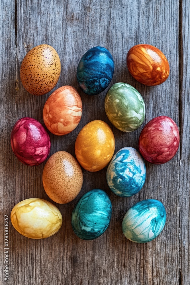 Variety of painted eggs for Easter celebration Variety of painted eggs for Easter celebration