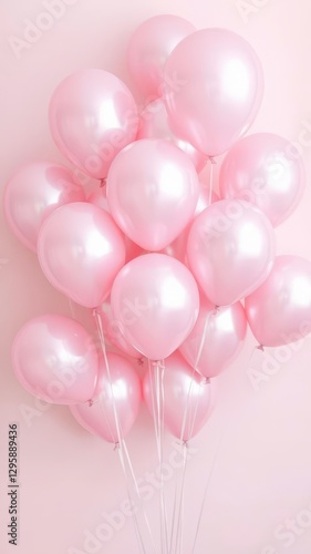 Wallpaper Mural  Light Pink Balloons with Shiny Metallic Finish Against a Soft Pastel Background Torontodigital.ca