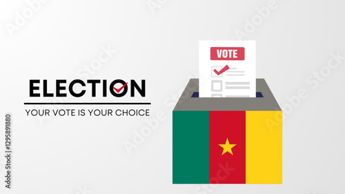 Cameroon election 2025 concept, democracy, flag. Vector icon illustration
