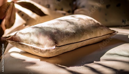 Wallpaper Mural Close-Up of a Travel Pillow with a Subtle Pattern, Showing the Soft Fabric Texture Torontodigital.ca