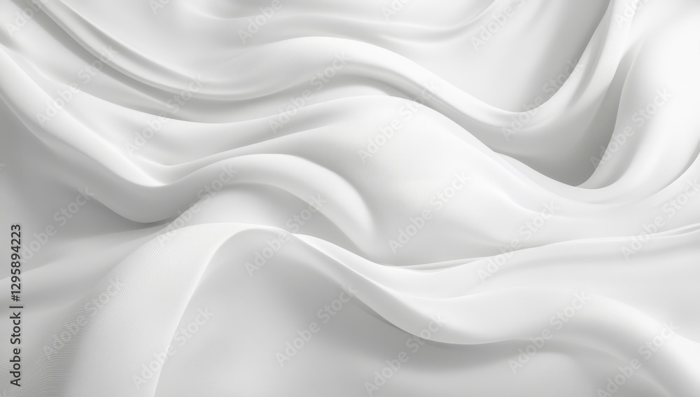 Naklejka premium White silk fabric draped smoothly, studio shot