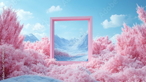 Dreamlike pastel landscapes framed serene mountains nature photography vibrant environment aerial view ethereal beauty