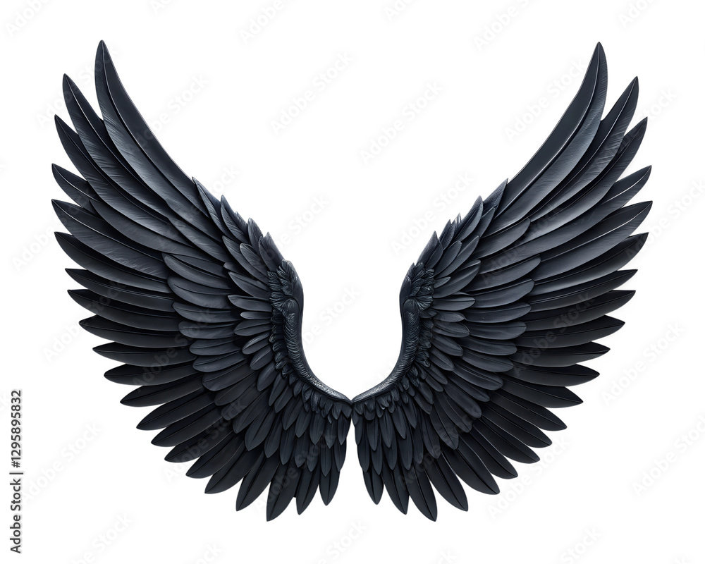 Fototapeta premium spread black wings isolated on transparent background