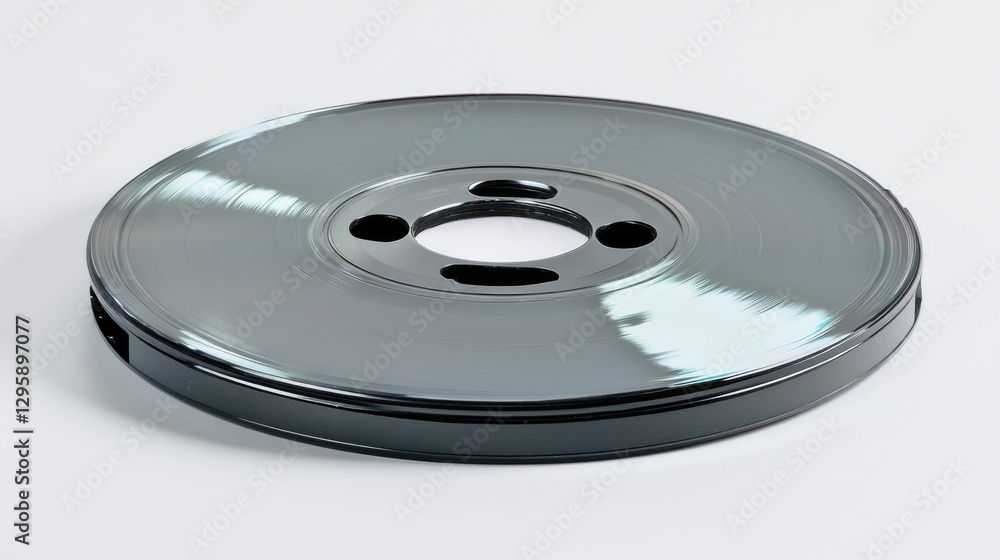 A CD disc with its hole centrally positioned, commonly used for music or data storage. A CD disc with its hole centrally positioned, commonly used for music or data storage.