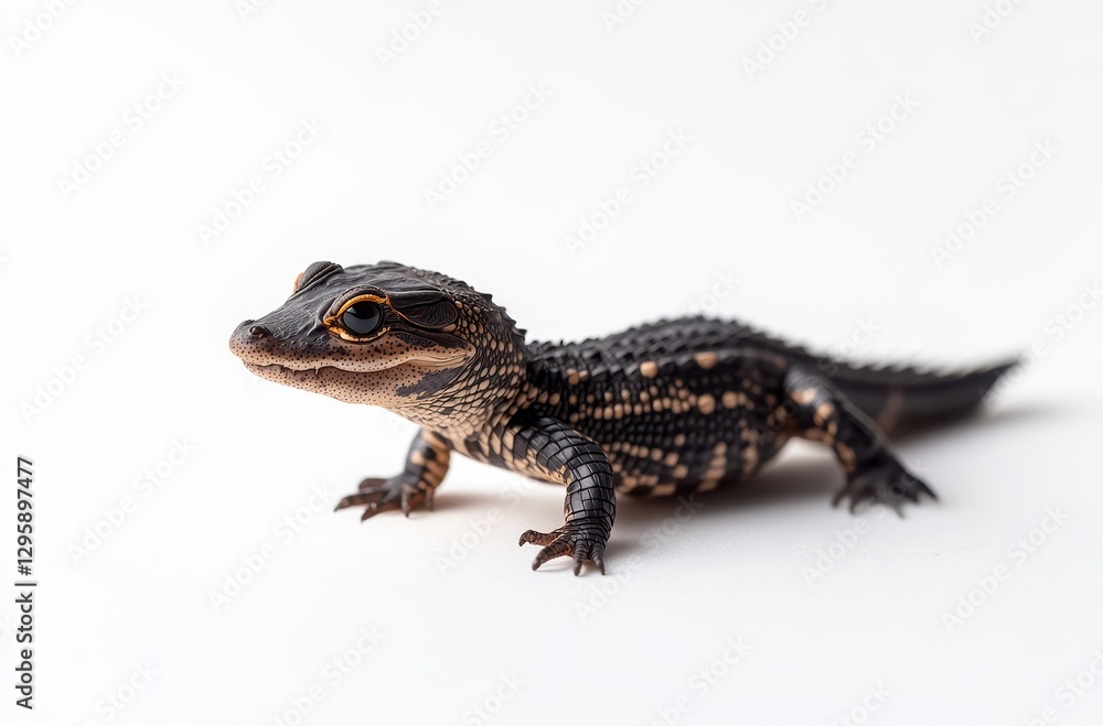 Close-up of a unique reptile creature showcasing intricate patterns and textures on a clean white background perfect for nature-themed projects Close-up of a unique reptile creature showcasing intricate patterns and textures on a clean white background perfect for nature-themed projects