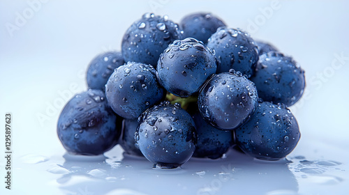 Photo Fresh Grapes, Blue Grapes, Water Drops, Fruit, Food, Close-up, Refreshing, Healthy, Juicy, Ripe