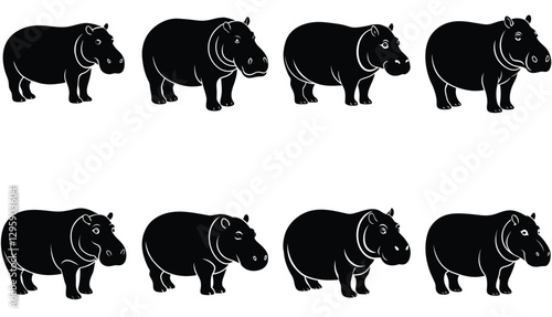 Rhinoceros vector shilhouette bundle set Collection