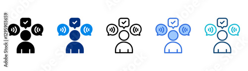 Active listening icon set multiple style collection