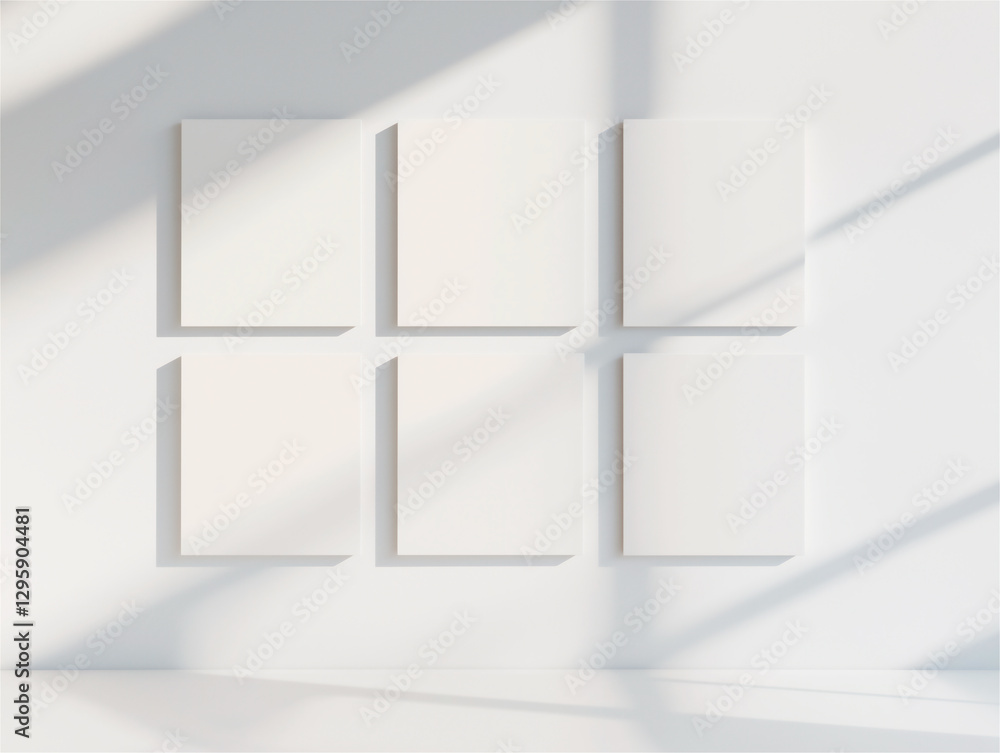 Gallery Wall with Blank White Canvases Mockup Gallery Wall with Blank White Canvases Mockup