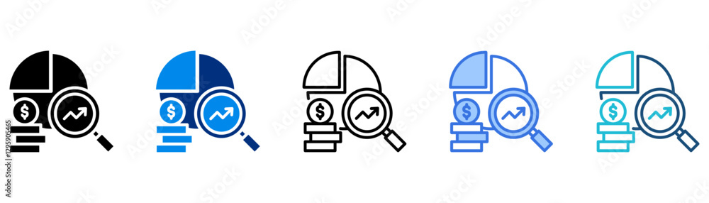 Profit margin icon set multiple style collection Profit margin icon set multiple style collection