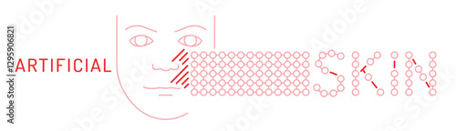 Artificial skin technology linear banner. Editable stroke.