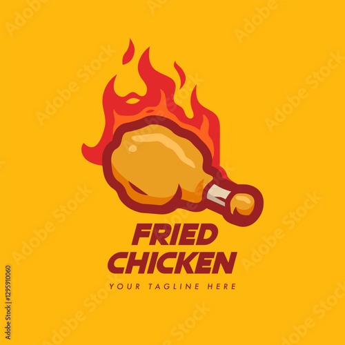 rustic fire chicken leg logo