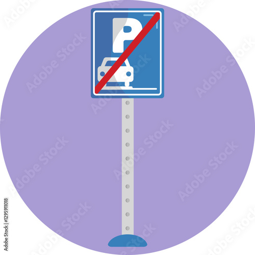 A prohibition symbol on a parking sign, showing a diagonal red line.