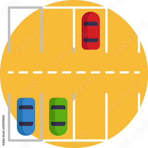 Car Parking Area – A spacious lot designed for orderly vehicle parking, marked with lanes and designated spots.