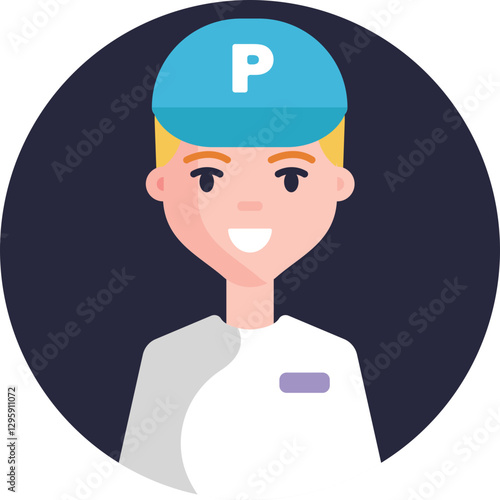 Security Guard: A figure representing security personnel managing access and maintaining order in a parking facility.