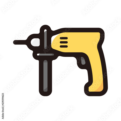 Hammer drill illustration icon.Simple vector outline, clipart for graphic design.