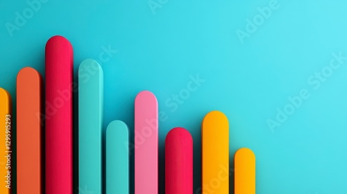Abstract Colorful Geometric Shapes on Light Blue Background