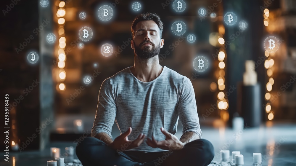 Obraz premium Meditation and Cryptocurrency Connection in Modern Life