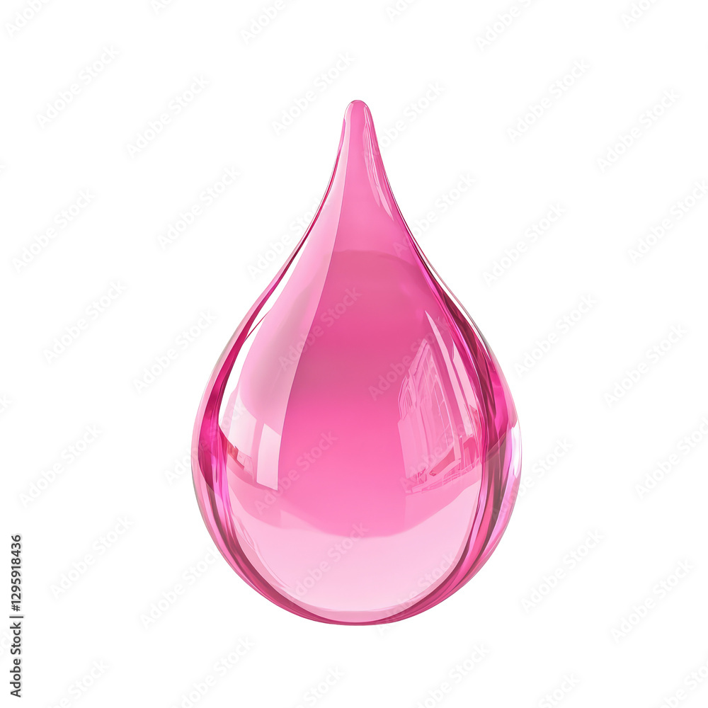 pink water 3d drop on transparent background pink water 3d drop on transparent background