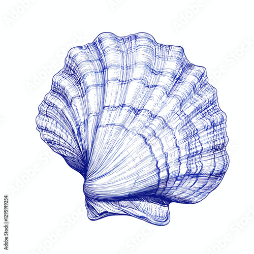 Seashell vector illustration seashells sea shell shells Art for greeting cards, wedding invitations, poster design, postcards, branding, logo design, isolated on a white background 