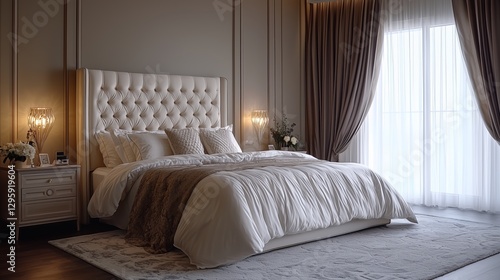 Elegant Modern Bedroom with Cozy Atmosphere and Light