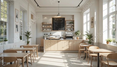 Wallpaper Mural Cozy Scandinavian Mini Cafe with Natural Light and Wooden Interior Torontodigital.ca