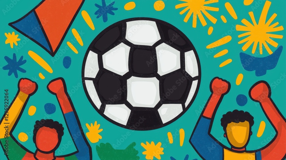 Obraz premium Colorful Celebration of Soccer with Fans and Cheerful Background Elements