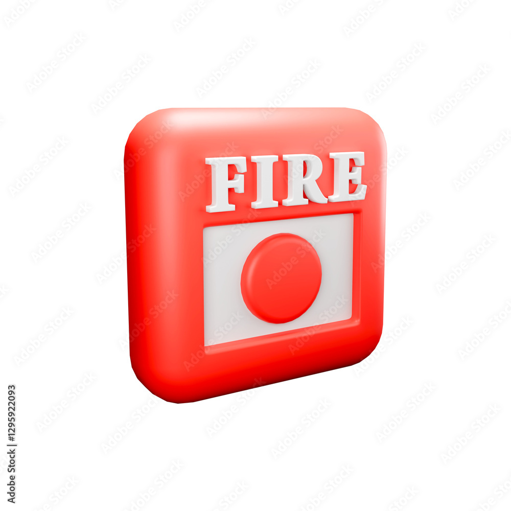 3D icon render fire alarm on white background 3D icon render fire alarm on white background