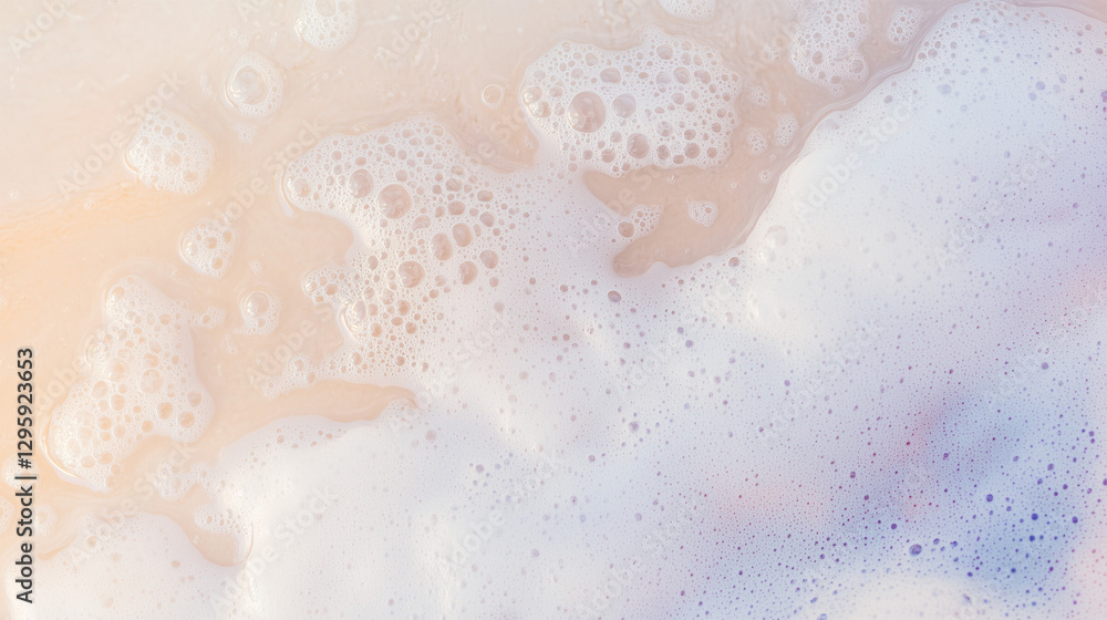 Fototapeta premium Ethereal Foam Texture in Pastel Lavender and Peach for Wellness Backgrounds