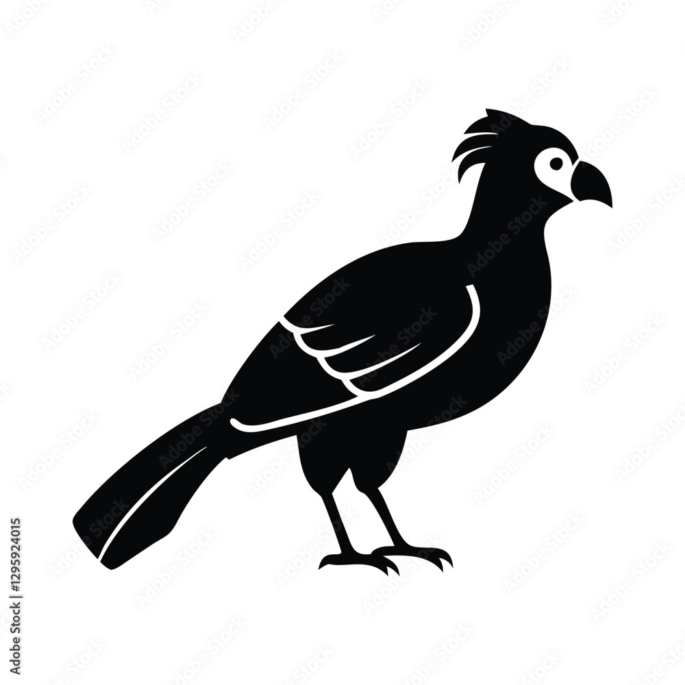 Fototapeta premium Black Silhouette of Crested Bird – Exotic Songbird Vector Illustration