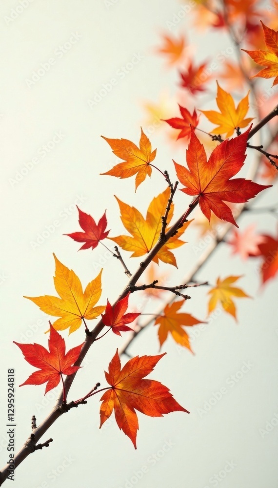 Autumn branch with vibrant colored leaves in a whimsical style, foliage, branches, illustration Autumn branch with vibrant colored leaves in a whimsical style, foliage, branches, illustration
