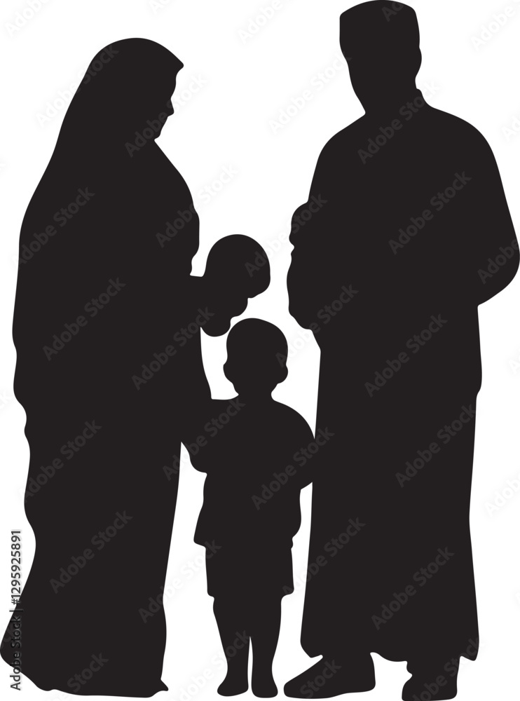 Muslim Love Family silhouette Design vector.