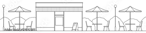 Street cafe graphic black white sketch long illustration vector 