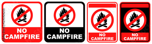 set collections no campfire prohibited sign symbol design label template vector illustration