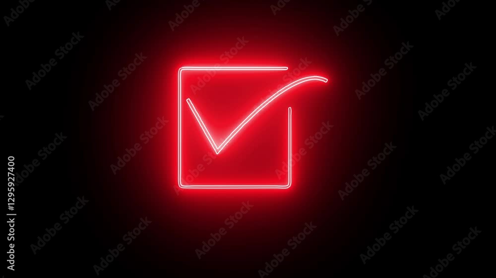 Checkmark inside a circle. Bright neon line check mark icon animation. Checkmark inside a circle. Bright neon line check mark icon animation.