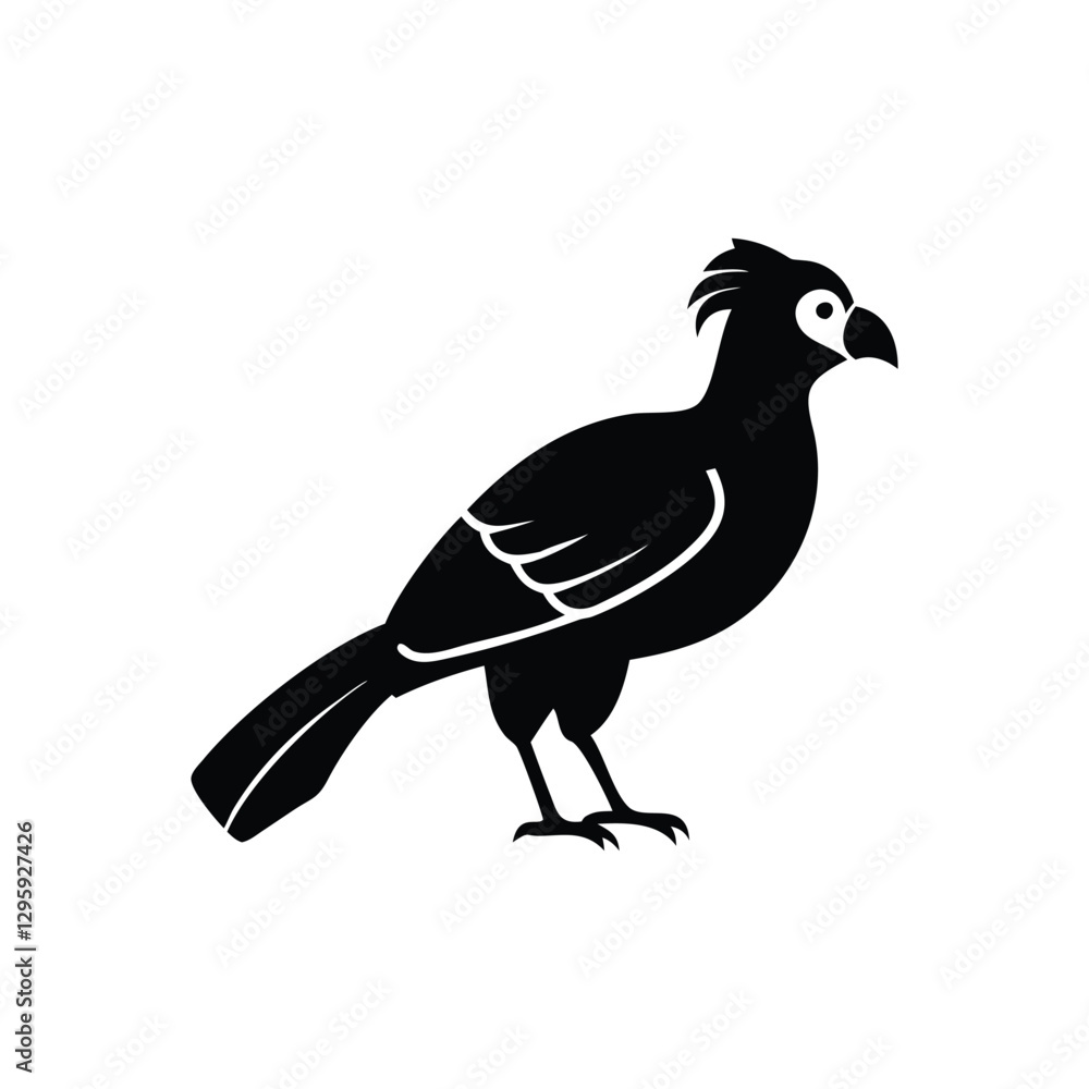 Black Silhouette of Crested Bird – Exotic Songbird Vector Illustration Black Silhouette of Crested Bird – Exotic Songbird Vector Illustration