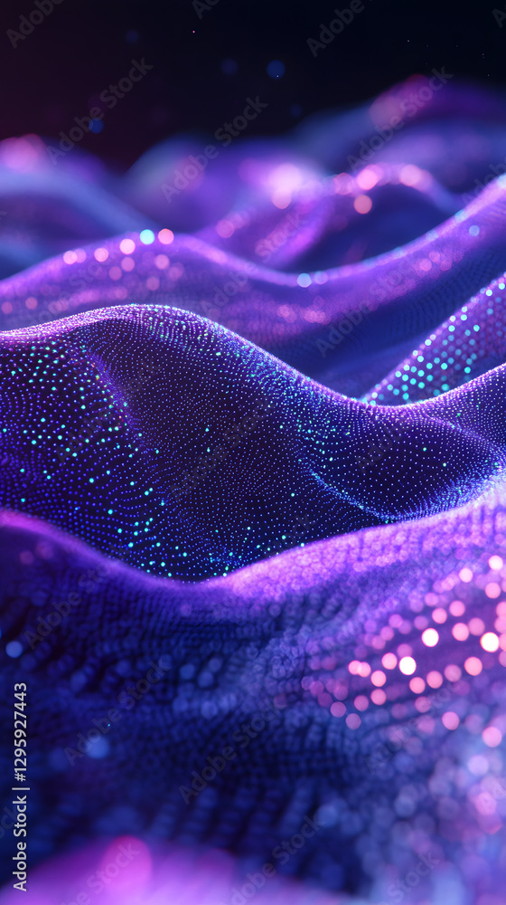 Obraz premium A digital art piece featuring abstract shapes in purple and blue 