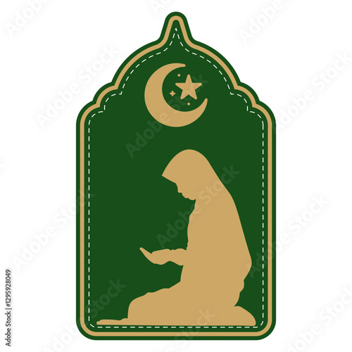 vector illustration of moslem woman praying