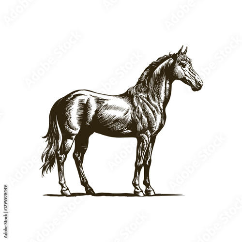 Vintage engraving woodcut horse vector illustration art design
