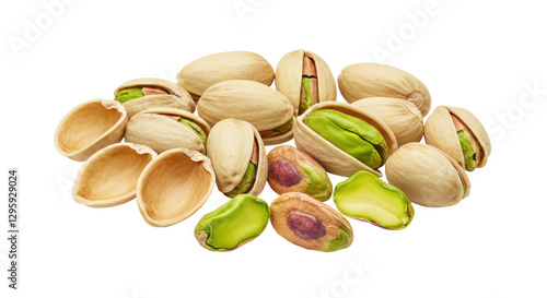 Isolated Heap of Open and Unopened Pistachios: Natural Snack in Detail