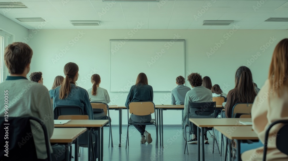 Fototapeta premium Social psychology in a classroom interaction. Featuring peer influence and learning