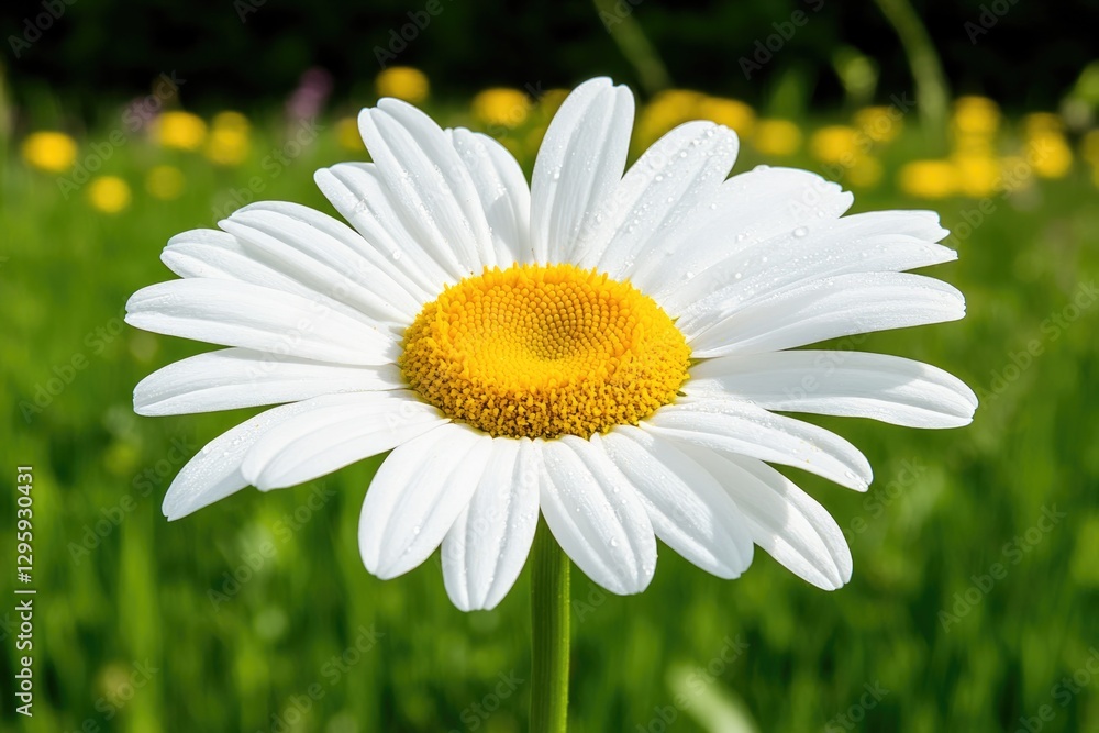 Fototapeta premium Delicate white petals surround bright yellow center, set against